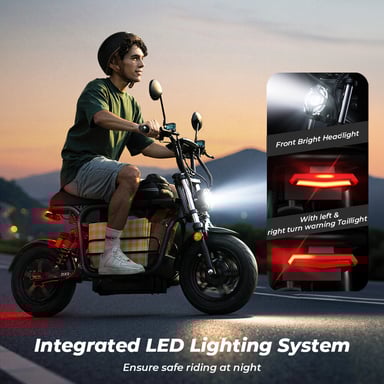 Trottinette électrique iScooter DX5 pour adultes, moteur 1000W, autonomie 60-72 km, pneus 15'', clé NFC, freins hydrauliques, panier amovible