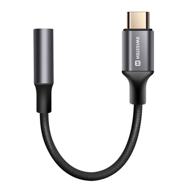 Swissten Adaptador audio USB-C-Jack 3.5mm smartphones Negro