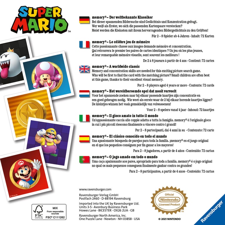 Ravensburger MEMORY SUPER MARIO - Neuf