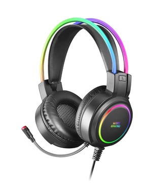Mars Gaming MHRGB, Auriculares Chroma RGB Flow, Micrófono Profesional, Sonido Espacial, Negro