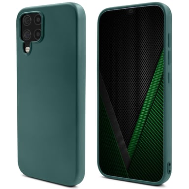 Moozy Lifestyle. Coque conçue pour Samsung A12, vert foncé – Coque légère en silicone liquide avec finition mate et doublure en microfibre douce, coque en silicone de qualité supérieure