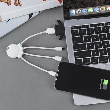 BIG BEN XOOPAROCTOBDRPWHT câble de téléphone portable Blanc 0,1 m USB A Micro USB + Lightning + USB C