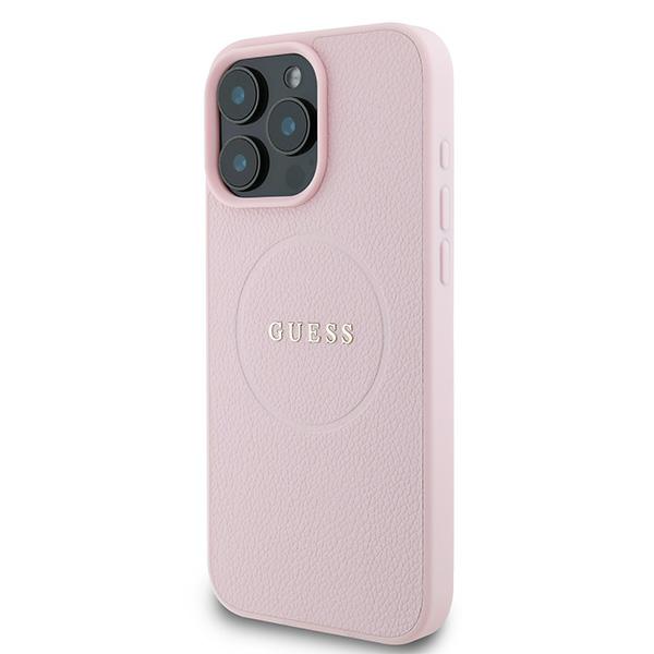 Étui Guess pour iPhone 15 Pro Max 6.7  rose étui rigide Grained Ring MagSafe - Neuf