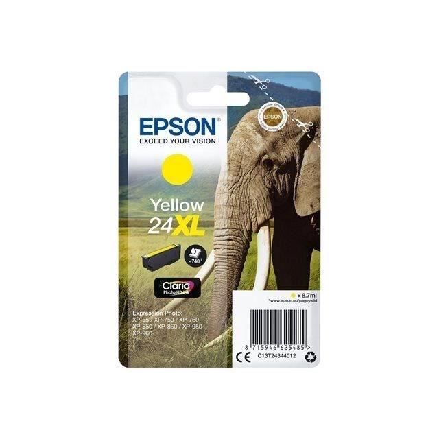 EPSON Cartouche d'encre T2434 XL Jaune - Eléphant (C13T24344012) - Neuf
