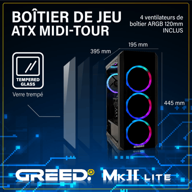 MK2 Lite - PC Gamer - Intel Core i5 10400F - Geforce RTX 3050 - Rapide Bureau PC Gaming - 16 GO RAM DDR4 - 512 GO SSD - Ordinateur avec WiFi + Windows 11 Pro