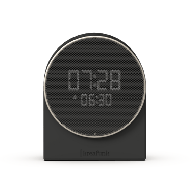 KREAFUNK Ivy Réveil Lumineux Bluetooth – Enceinte 3W, autonomie 30 jours, lumière de réveil progressive, design minimaliste -Noir