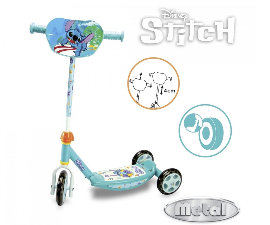 Patinette 3 Roues Smoby Stitch – Structure Métal, Guidon Ajustable - vue 5