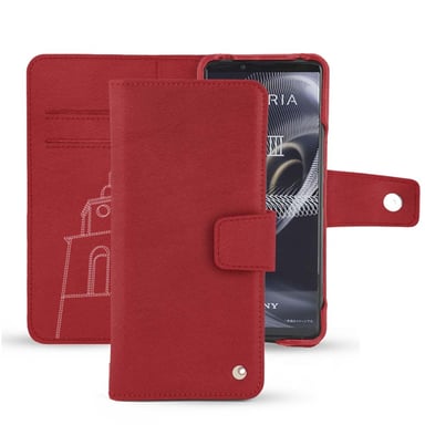 Housse cuir Sony Xperia 5 III - Rabat portefeuille - Rouge - Cuir lisse premium