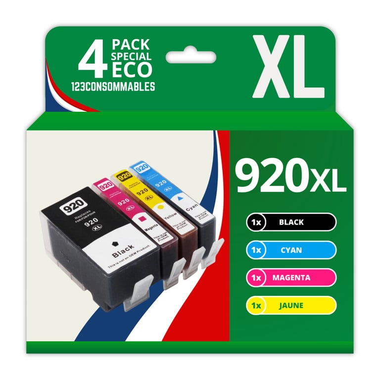 123CONSOMMABLES 920XL Pack de 4 Cartouches d'encre Compatible avec HP 920 pour HP OfficeJet 6500 7500 6000 7000 Neuf - vue 2