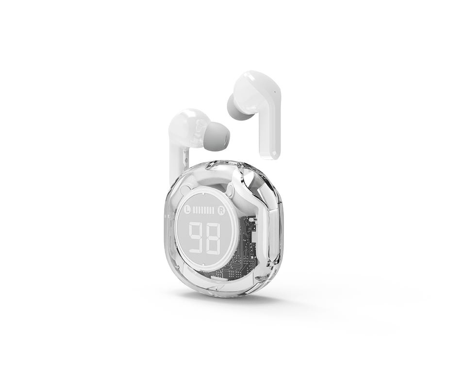 Écouteurs Gembird TWST-01-W – Sans Fil, Bluetooth, 4h Écoute, LCD Batterie