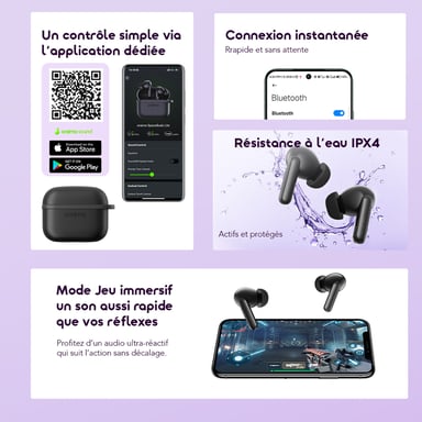 Auriculares inalámbricos oraimo SpaceBuds Lite Black con HavyBass™ y 40 h de batería