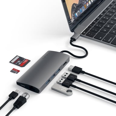 Satechi Adattatore multiplo V2 Dock st. USB 3.2 Gen 1 (3.1 Gen 1) Type-C Grigio