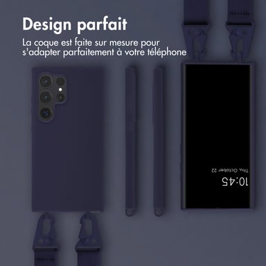 Selencia Coque silicone avec cordon amovible pour Samsung Galaxy S24 Ultra - Bleu foncé