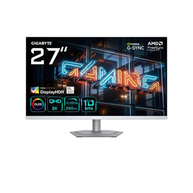 Écran PC GIGABYTE MO27Q2A ICE 27 pouces QD-OLED 2K QHD 280Hz 0,03ms HDMI 2.1 blanc