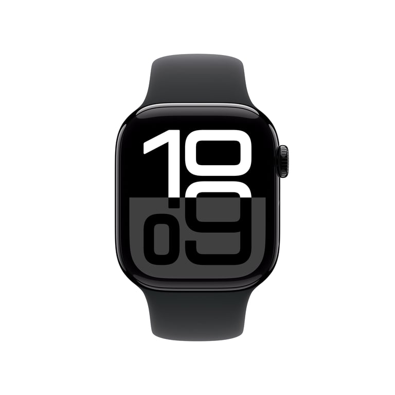 Apple Watch Series 10 (2024) GPS + Cellular, Boitier Noir de 42mm avec bracelet Caoutchouc S/M, Noir - Neuf