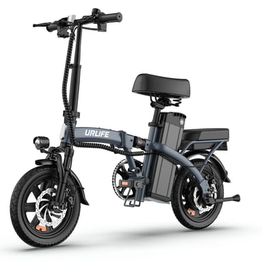 VéLo Électrique URLIFE F1L | Vitesse Max 25 km/h | Autonomie 40 km | Moteur 250W | Batterie 48V 7.5Ah | Pneus 14 Pouces | Gris