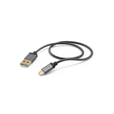 Câble de charge/données Metall, micro-USB, 1,5 m, gris anthracite