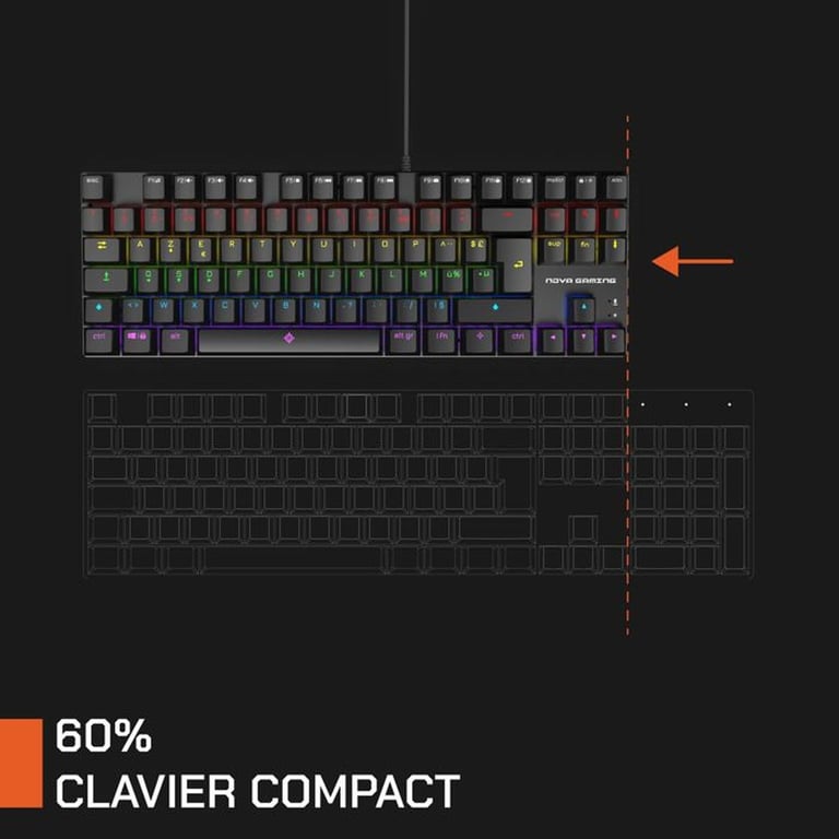 Clavier Mécanique TKL Nova NG306117 – 84 Touches, Rétroéclairage RGB, AZERTY - vue 3