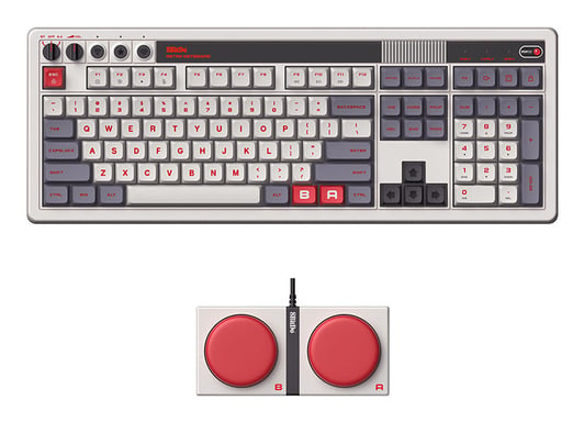 8Bitdo Retro 108 teclado Juego USB + RF Wireless + Bluetooth Gris