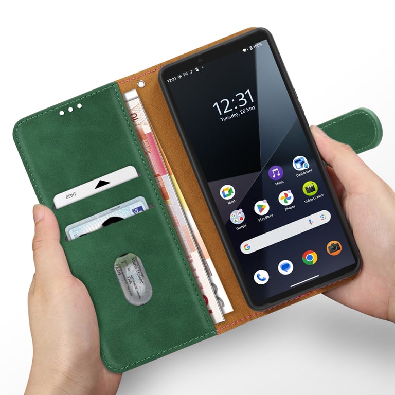 Avizar Vert Sapin Étui Pour Sony Xperia 10 Vi Clapet Portefeuille Vert Foncé - Neuf - Image 3