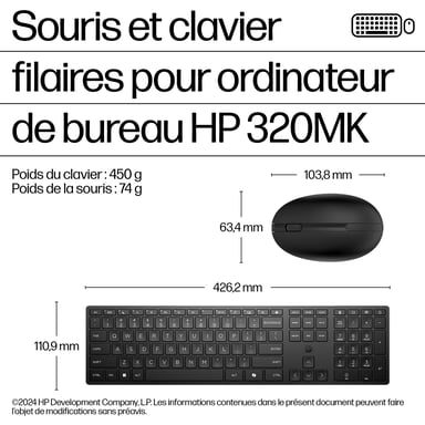 HP Mouse e tastiera Wired Desktop 320MK