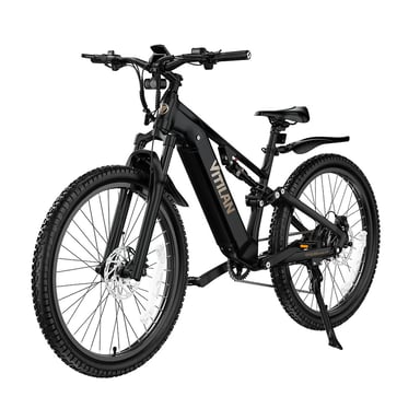Bicicletta elettrica VITILAN M5 con sospensioni complete, batteria 48V 15Ah, cambio Shimano a 9 velocità - nera