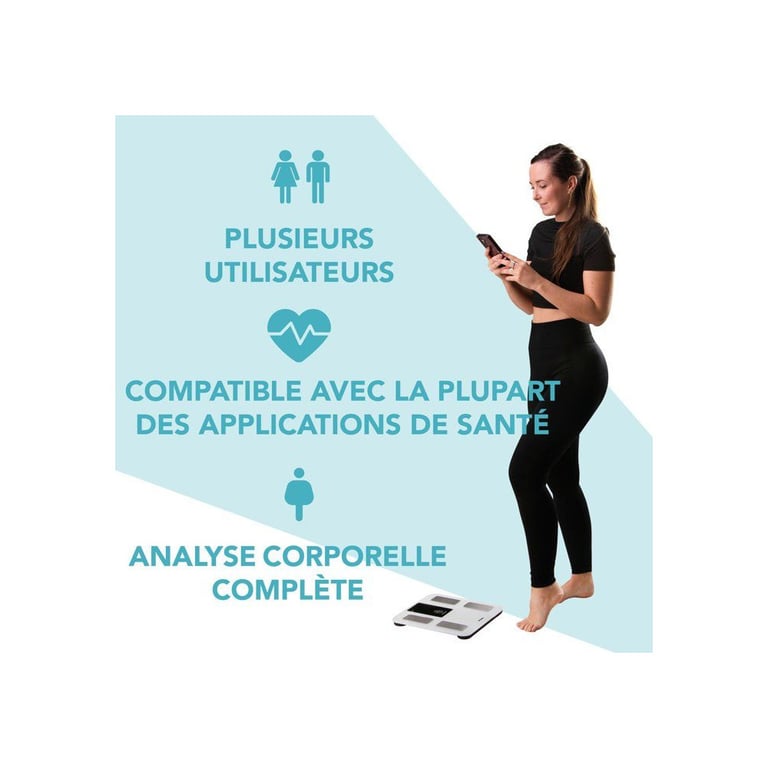 Pèse personne DOMO DO9305W Connecté 16 paramètres corporels Verre trempé - vue 4