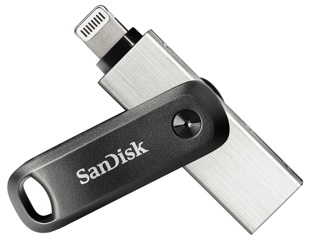 SanDisk iXpand lecteur USB flash 64 Go USB Type-A / Lightning 3.2 Gen 2 (3.1 Gen 2) Noir, Argent - Neuf