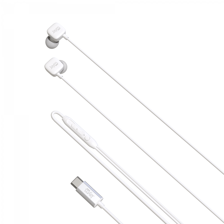 Jaym - Kit Pieton Ecouteurs Intra-auriculaire Type-c + Telecommande + Micro Blanc - Neuf