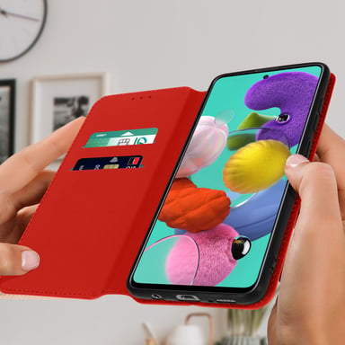 Funda con tarjetero y soporte para vídeo -Samsung Galaxy A51 rojo