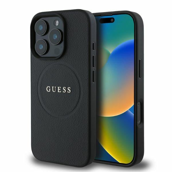Guess Étui pour iPhone 16 Pro 6.3 étui rigide Grained Ring MagSafe