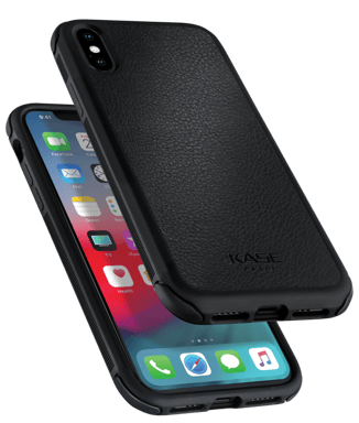 Resistente funda de piel auténtica para Apple iPhone X/XS, negro azabache