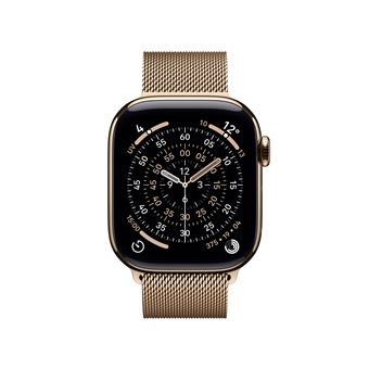Apple Watch Series 11 GPS + Cellular 42mm Boitier en Titane Or avec Boucle Milanaise Or