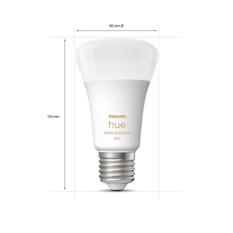 Philips Huewa Ampoule Intelligente 6W A60 E27 2P Eur Lumière Blanche (Pack de 2)