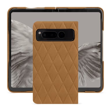 Coque cuir Google Pixel Fold -  - Marron - Cuir lisse premium couture