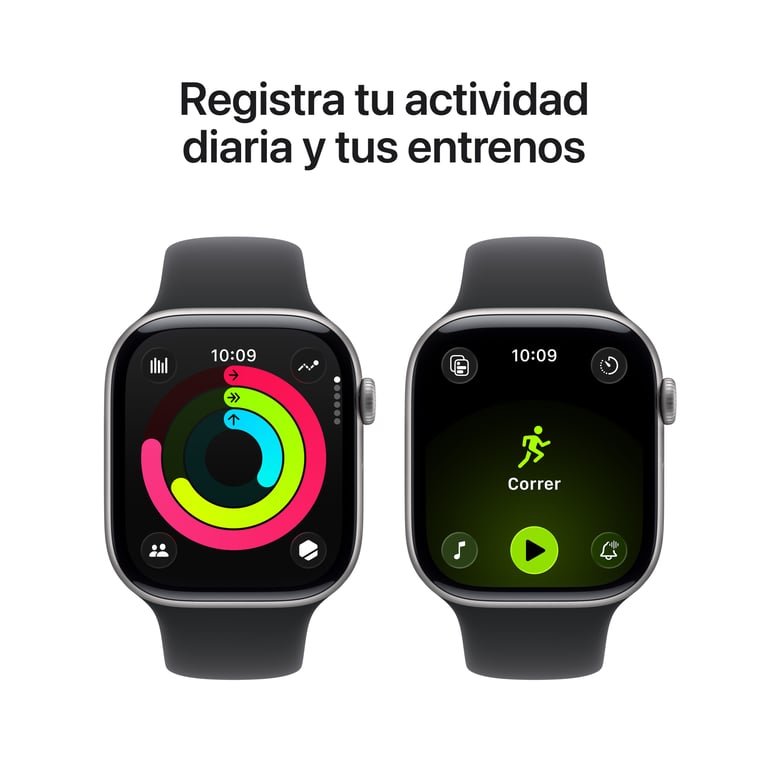 Watch Series 11 (2025) GPS Boitier de 46mm en Aluminium Gris sidéral avec bracelet sport, Noir - M/L - Neuf