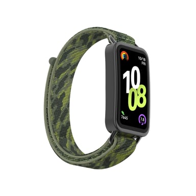 Elegante correa de nailon para Huawei Band 10/9/8 con adaptadores de metal Green