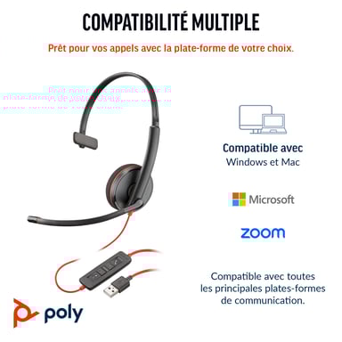 Poly Micro-casque monaural USB-C Blackwire 3210 (lot)
