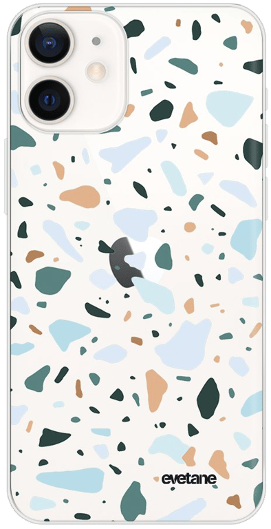 Evetane Coque Apple iPhone 12 mini 360 intégrale transparente Motif Terrazzo Vert Tendance