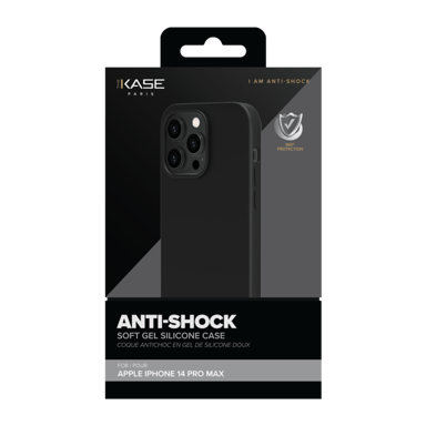 Coque antichoc en gel de silicone doux pour Apple iPhone 14 Pro Max, Noir satin