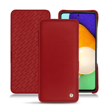 Housse cuir Samsung Galaxy A52 -  - Rouge - Cuir lisse