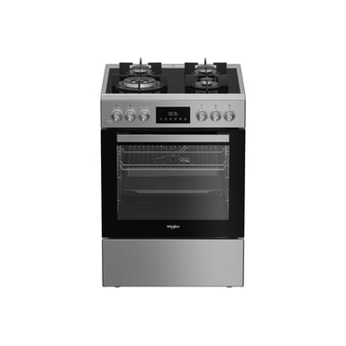 Cuisinière gaz pose libre Whirlpool W6G8LCSWXF 60 cm inox 4 foyers four multifonction noir - Neuf
