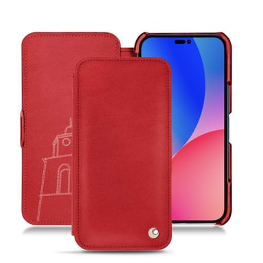 Housse cuir Apple iPhone 14 Pro Max - Rabat horizontal - Rouge - Cuir lisse premium
