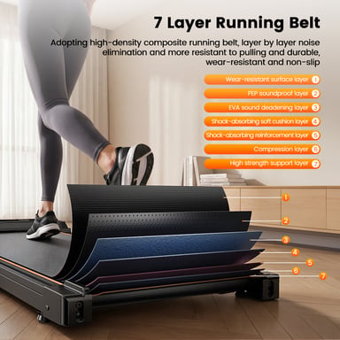 Tapis roulant FT33 con pedana, velocità da 1 a 6 km/h, ammortizzazione e design compatto e pieghevole per casa e ufficio - rosa