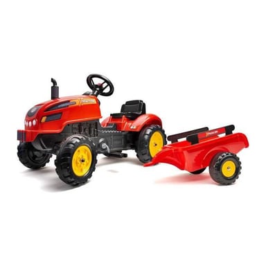 Trattore a pedali FALK 2046AB Rosso con cofano apribile e rimorchio staccabile
