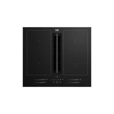 Table induction aspirante BEKO série bPRO 700 60 cm 4 foyers 2 zones modulables Verre noir