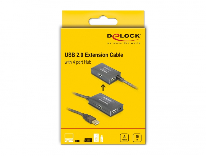 Delock USB 2.0 Extension Cable 10 active with 4 port Hub Concentrateur hub 4 x USB 2.0 - vue 4