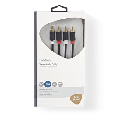 Nedis CABW24200AT100 câble audio 10 m 2 x RCA Anthracite - Neuf