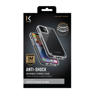 Funda híbrida invisible a prueba de golpes para Apple iPhone 12 mini, Transparente