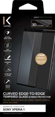 Protection d'écran en verre trempé Bord à  Bord Incurvé pour Sony Xperia 1, Noir